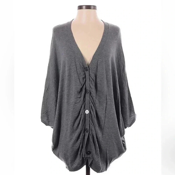 Express | Grey Cashmere Blend Plunge Oversized Button Down Cardigan Size S Small - Picture 1 of 2